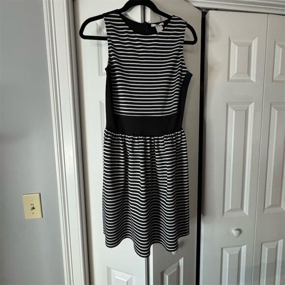 Bar III Dresses & Skirts - Bar III Women's Black & White Striped Fit & Flare Dress Knee Length